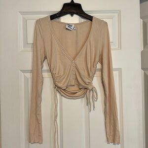 Tan/Cream Button Up Crop Top